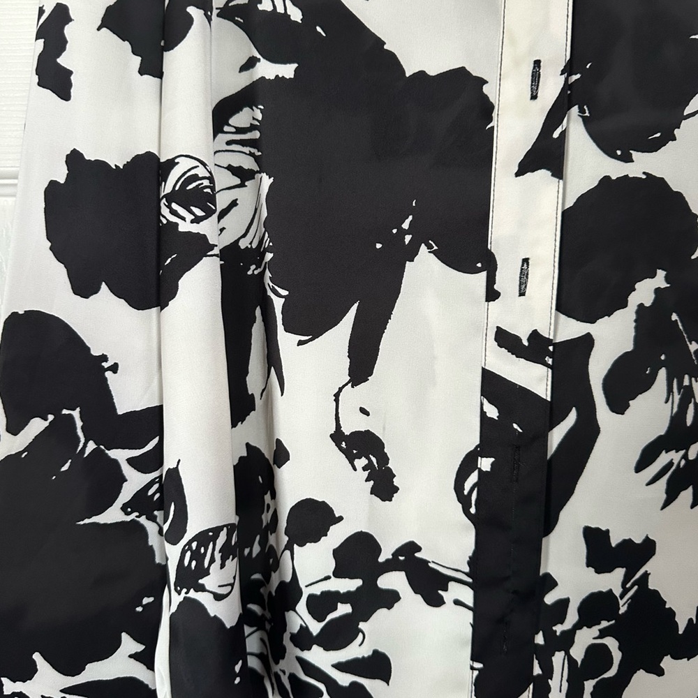 Black and White Floral Blouse